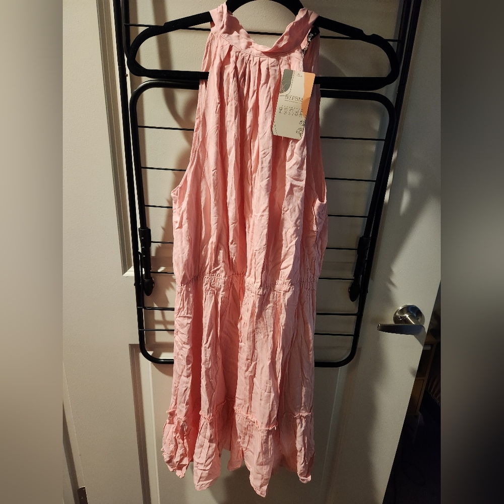 Pink Halter Summer Dress Openish back
